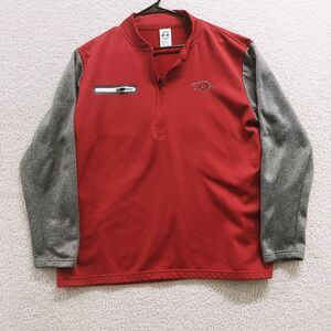 Russell 1/4 Zip Mens XL Arkansas Razorbacks‎ Fleece Lined Logo Pocket
